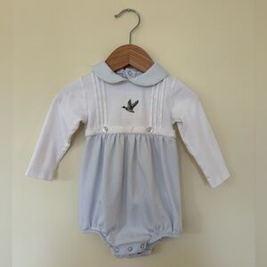 Baby Loren Pima Cotton Embroidered Mallard Duck Bubble Onesie, 18-24m, EUC